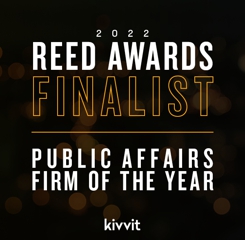 Image says 2022 Reed Awards Finalist Public Affairs Firm of the Year