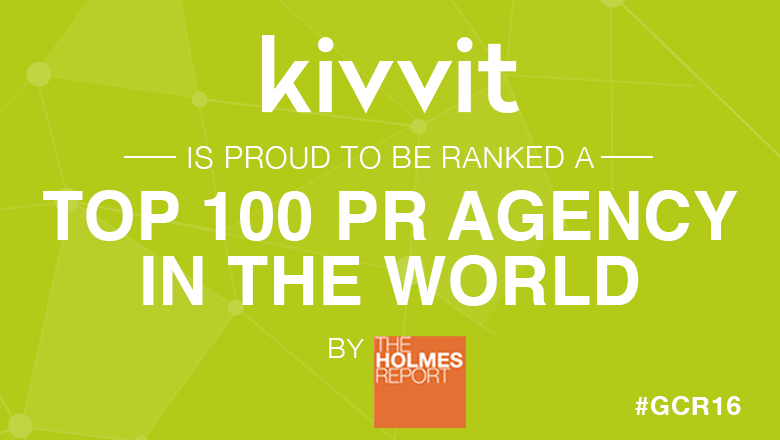 Image reads Kivvit is proud to be ranked a Top 100 PR Agency in The World