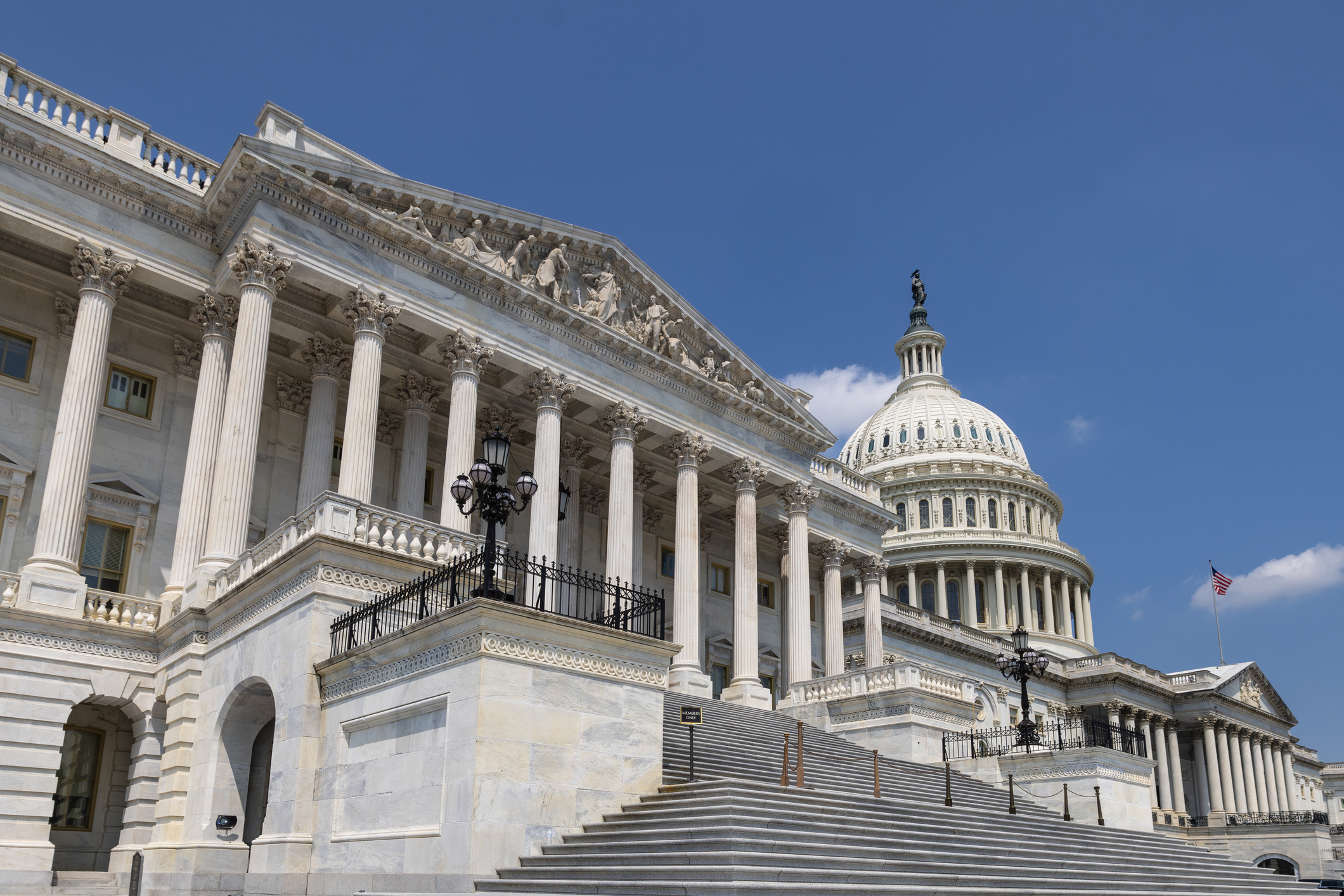 South side and Dome of the US Capitol in Washington DC
