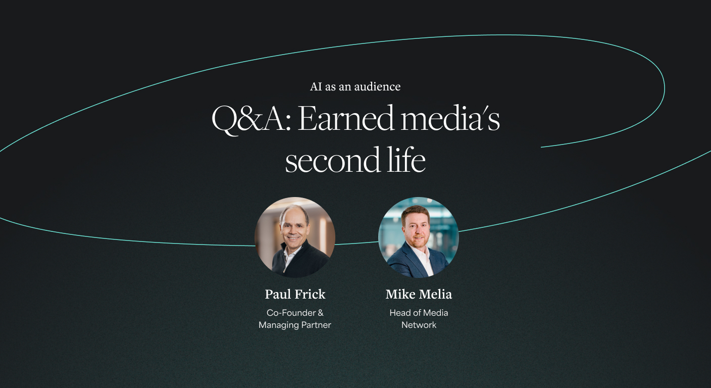 Graphic of Avoq experts Paul Frick and Mike Melia discussing AI as an audience that says,